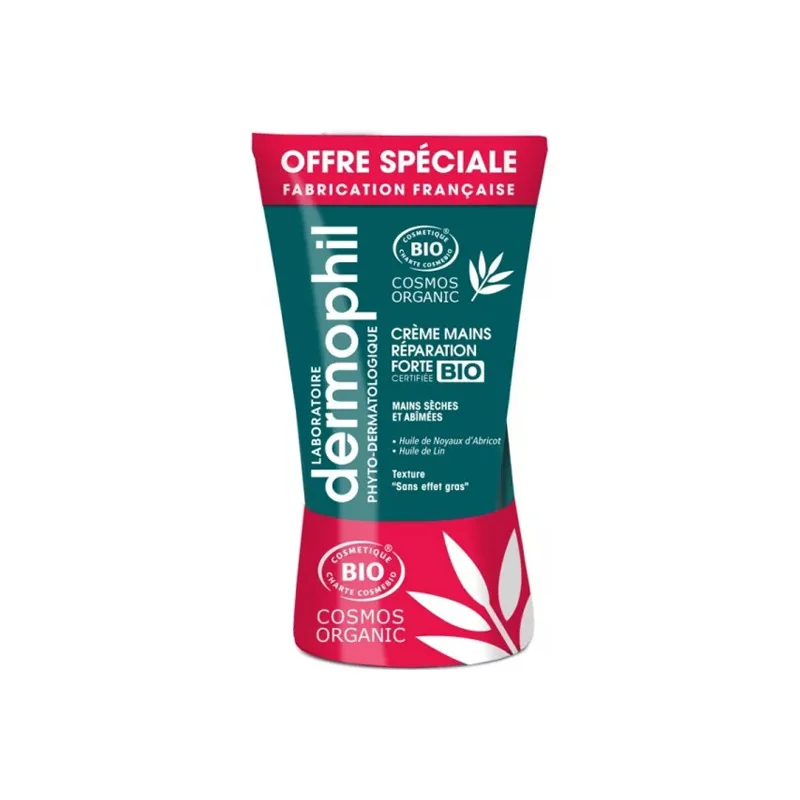Dermophil crème mains réparation forte bio lot de 2 x 75ml