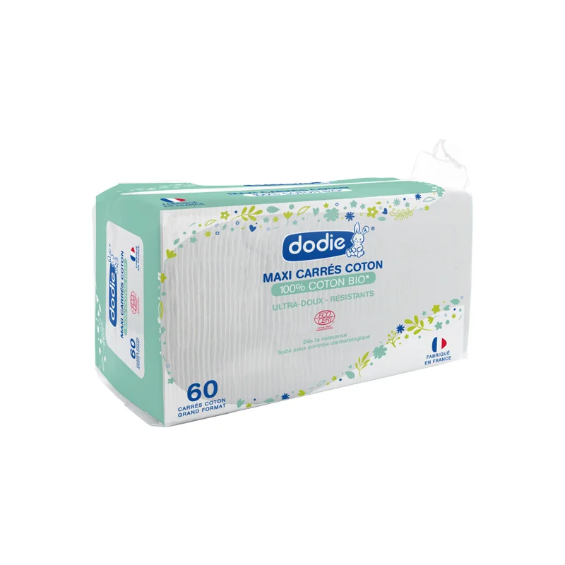 Dodie maxi carrés coton bio 60 pièces