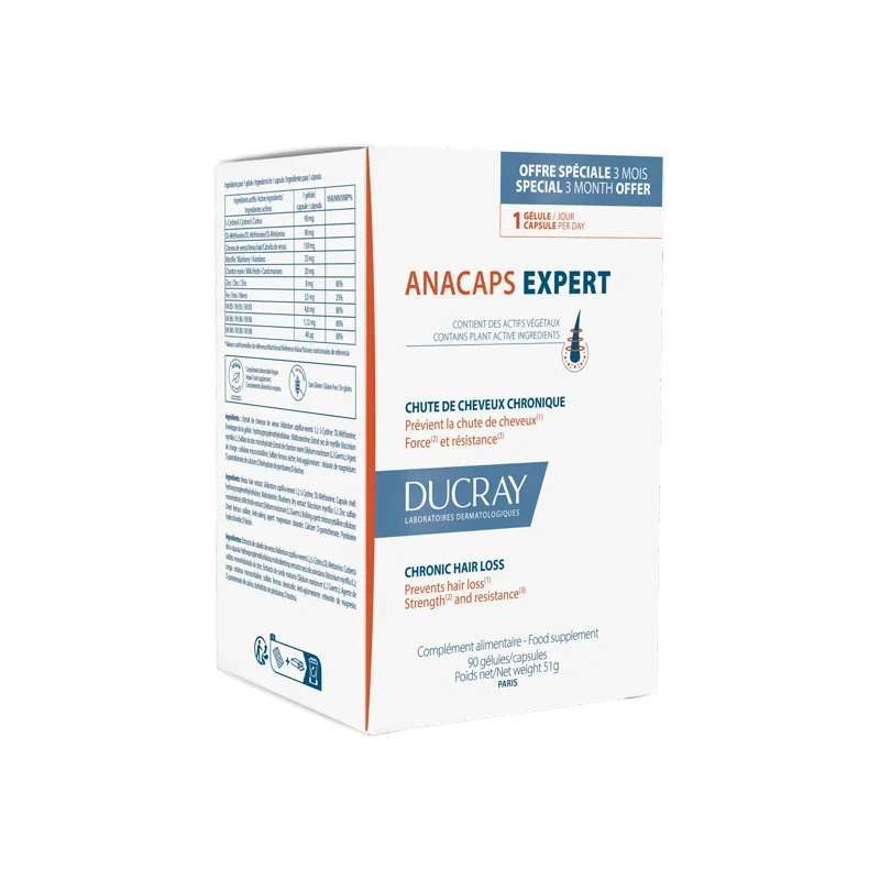 Ducray Anacaps Expert chute de cheveux chronique 90 gélules