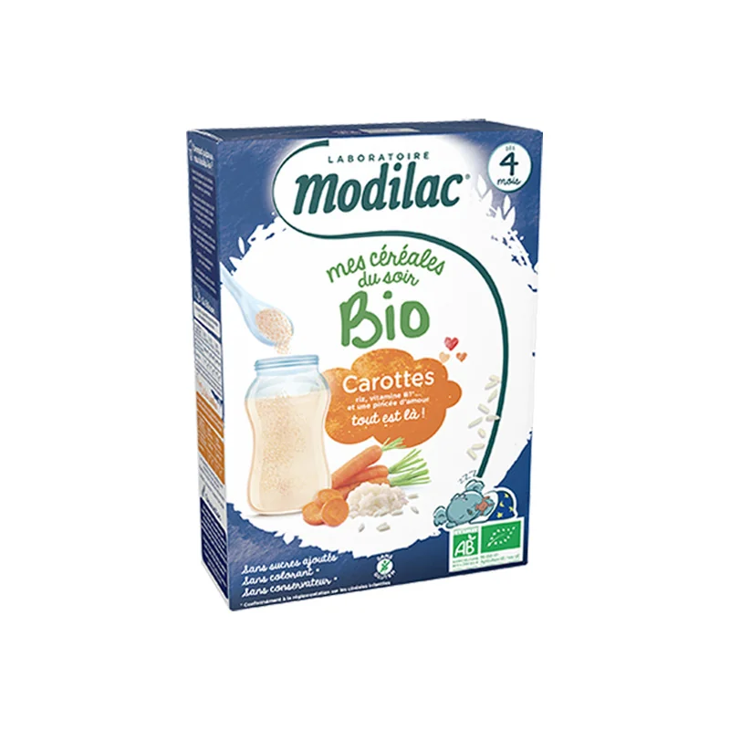 Modilac Mes Céréales du Soir carottes bio dès 4 mois 250gr