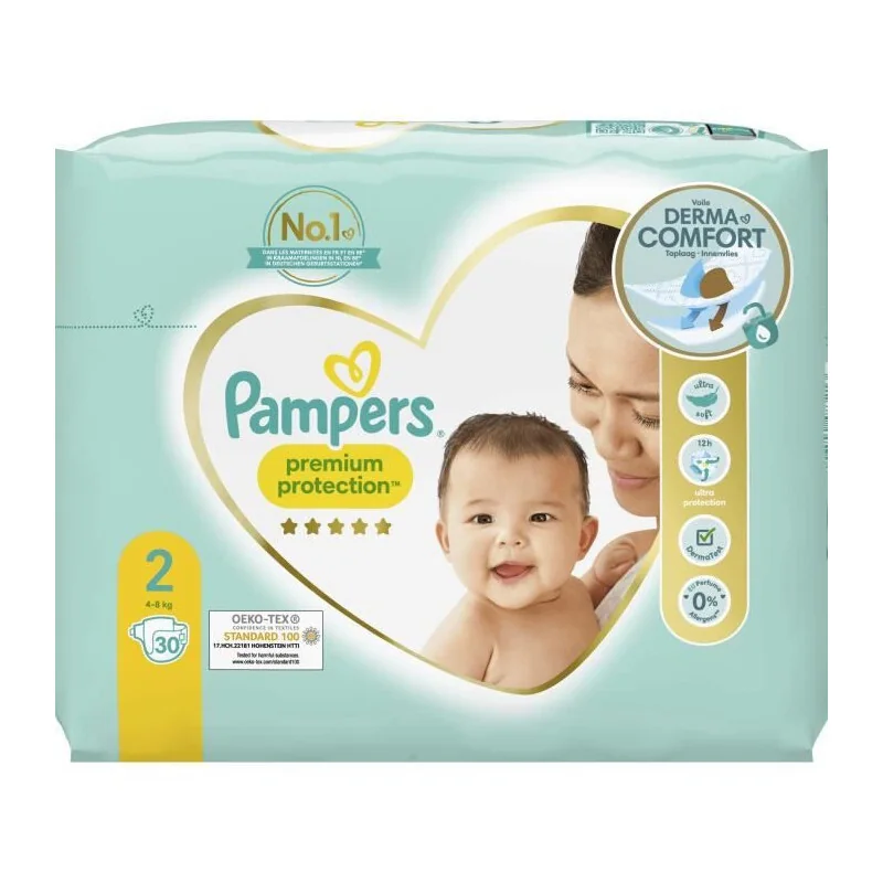 Pampers Premium protection 4-8kg 30 couches taille 2