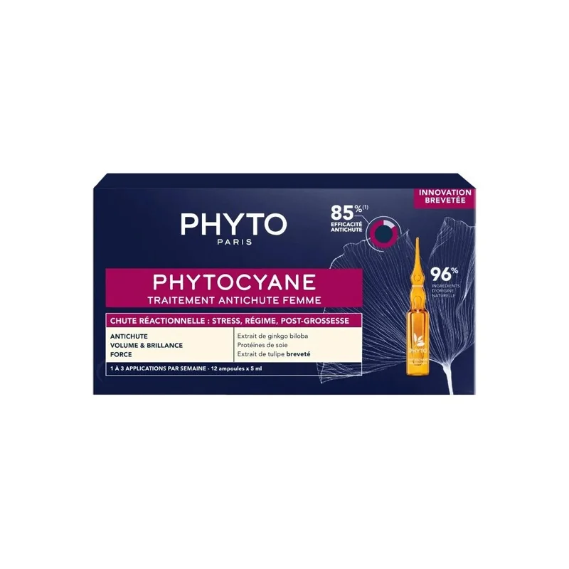Phytocyane traitement antichute femme 12 ampoules x 5ml