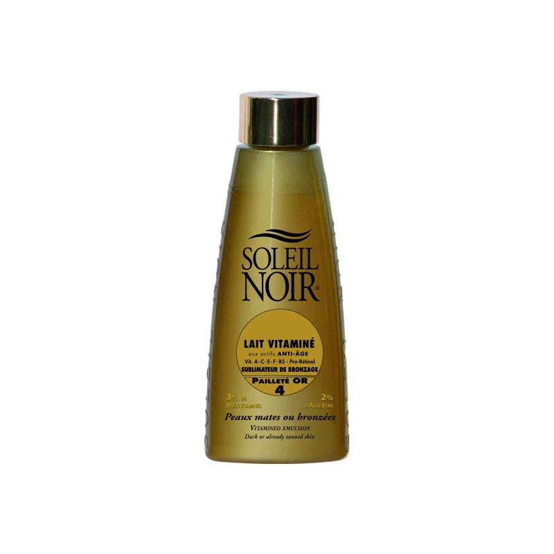 Soleil Noir Lait Vitaminé Pailleté Or 4 Sublimateur de Bronzage 150ml