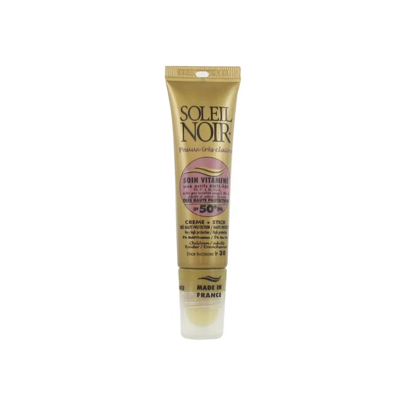 Soleil Noir peaux très claires Soin Vitaminé crème Spf50 + stick Spf30