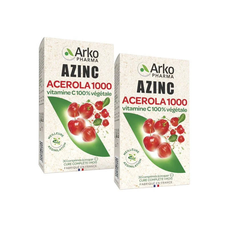 Azinc Acérola 1000 lot de 2 x 30 comprimés