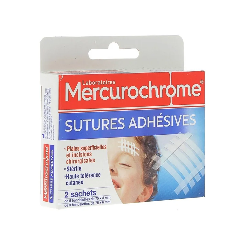 Mercurochrome Sutures Adhésives 2 sachets 16 strips