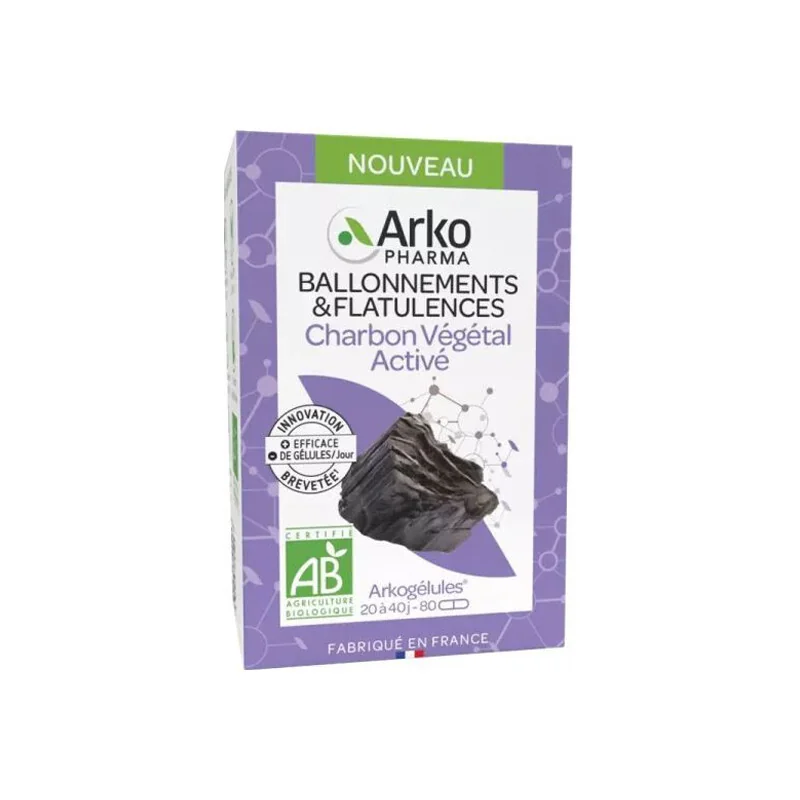 Arkopharma Arkogélules charbon végétal activé bio 80 gélules