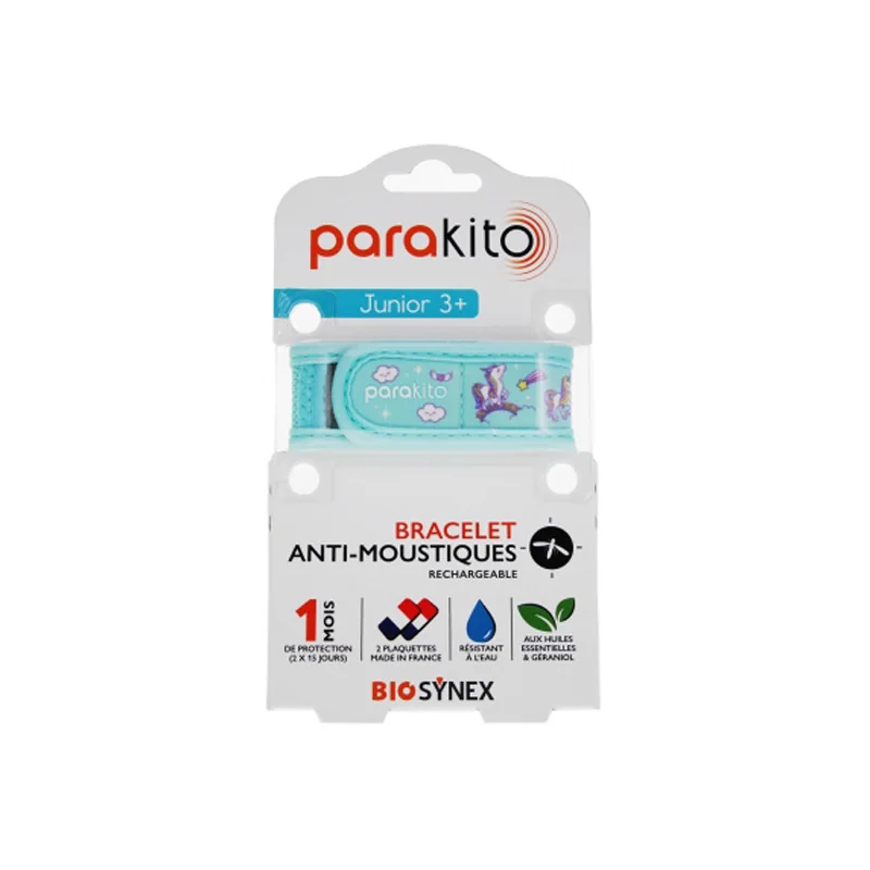 Parakito Junior 3+ bracelet anti-moustiques rechargeable Licornes