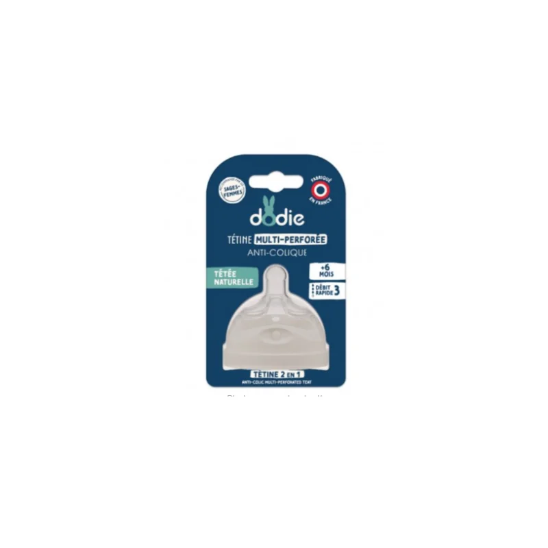 Dodie Biomimétisme Tétine multi perforée anti-colique +6 mois débit 3 rapide - 1 unité