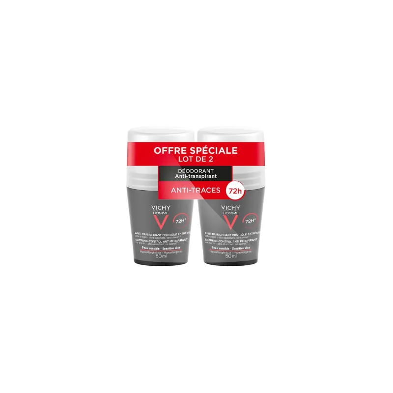 Vichy Déodorant Roll On 72H Invisible Resist 2x50Ml