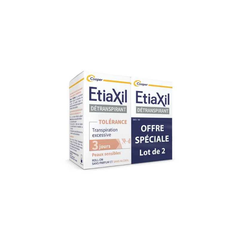 Etiaxil Detranspirant Déodorant Roll-on Transpiration Excessive Tolérance Peaux Sensibles 2x15ml