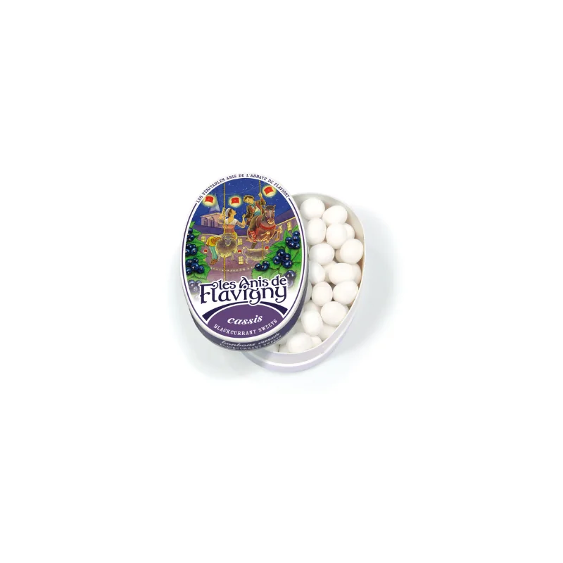 LES ANIS DE FLAVIGNY Boîte ovale – Bonbons Cassis 50g