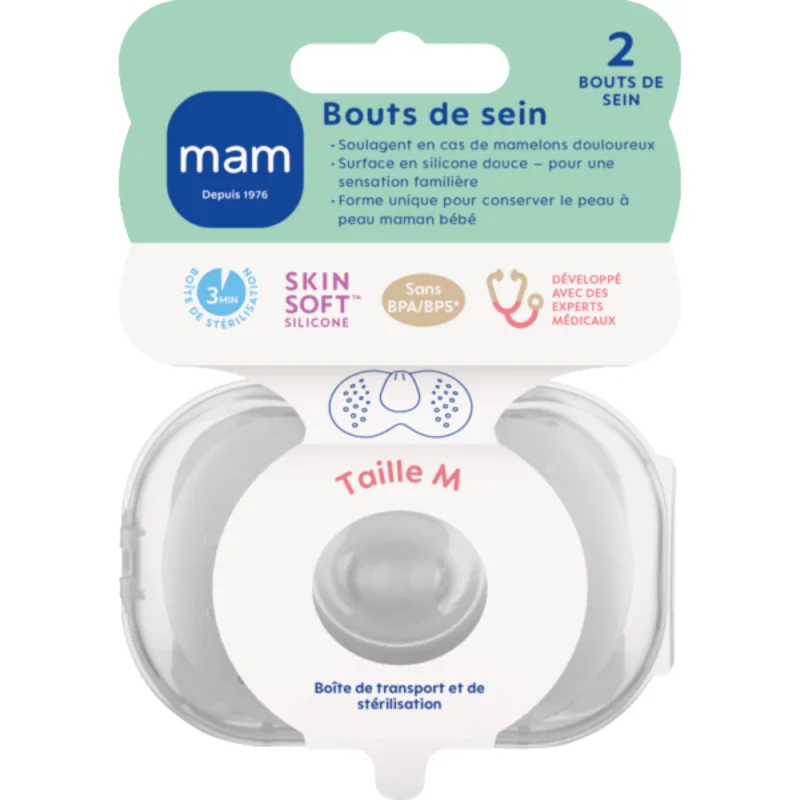 MAM Bouts de Sein Taille M – Silicone + Boîte de stérilisation