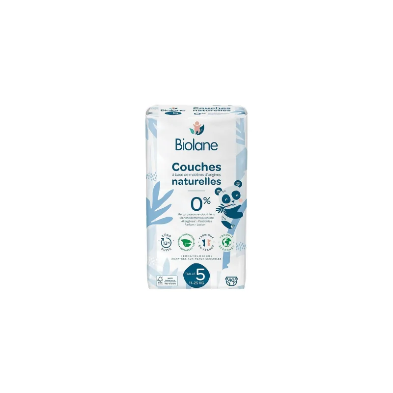 Biolane Couches Naturelles 40 Couches Taille 5 (11-25 Kg)