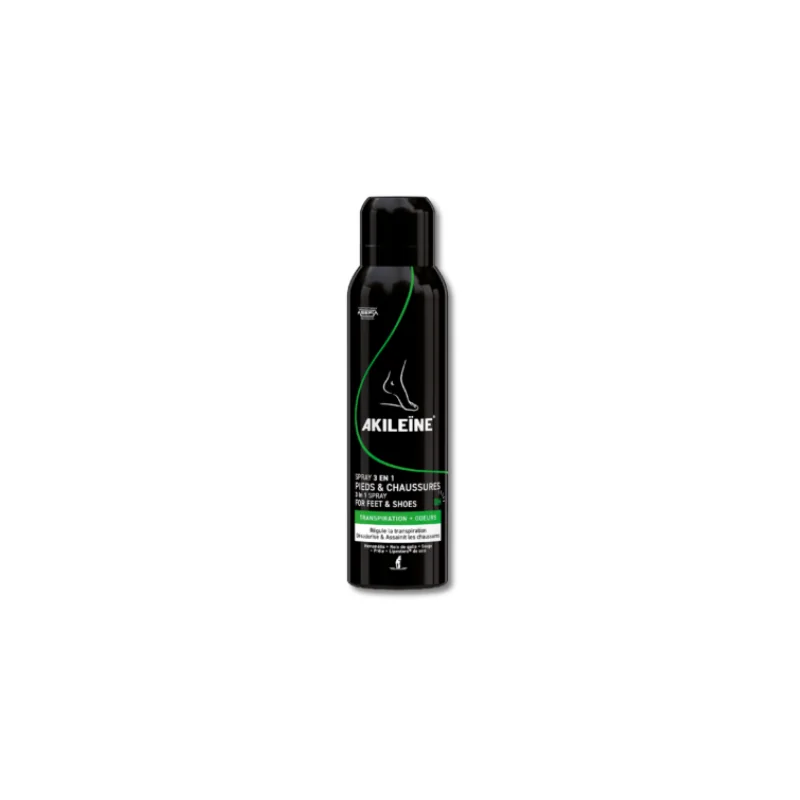 Akileine SPRAY NOIR 3 en 1 Pieds & Chaussures