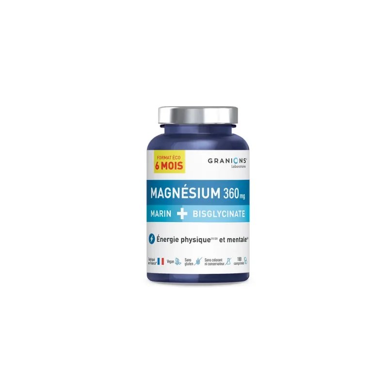Granions Magnésium Marin + Bisglycinate 360mg 180 comprimés