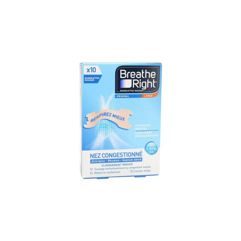 Breathe Right Bandelettes nasales Original Large x10