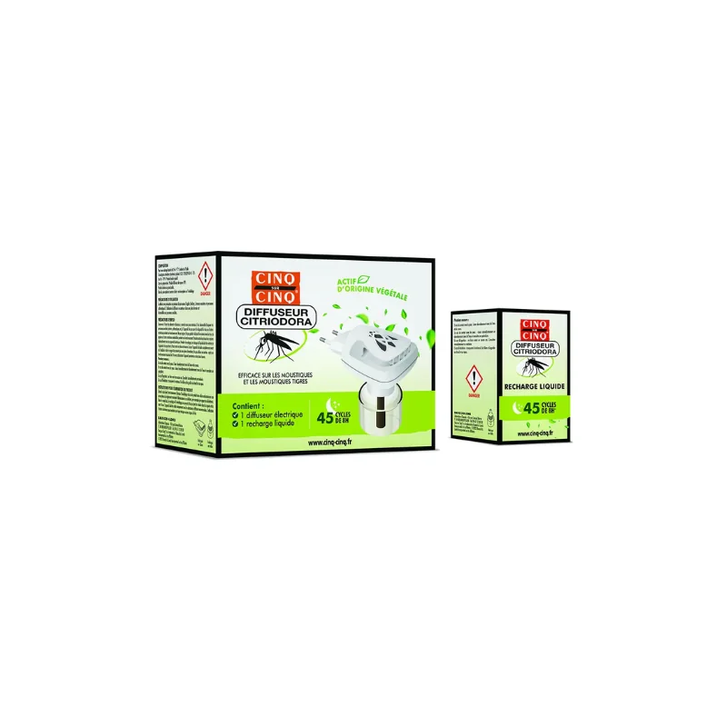 Cinq Sur Cinq Citriodora Diffuseur Anti-Moustiques 45 Cycles de 8h