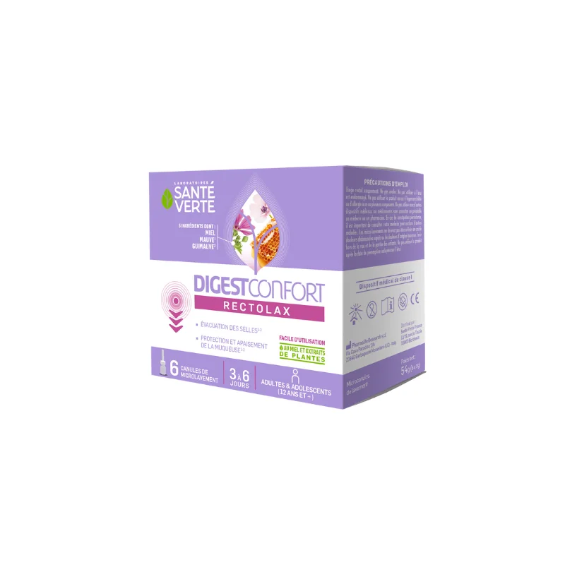 Santé Verte DigestConfort Rectolax 6 Canules de Microlavement