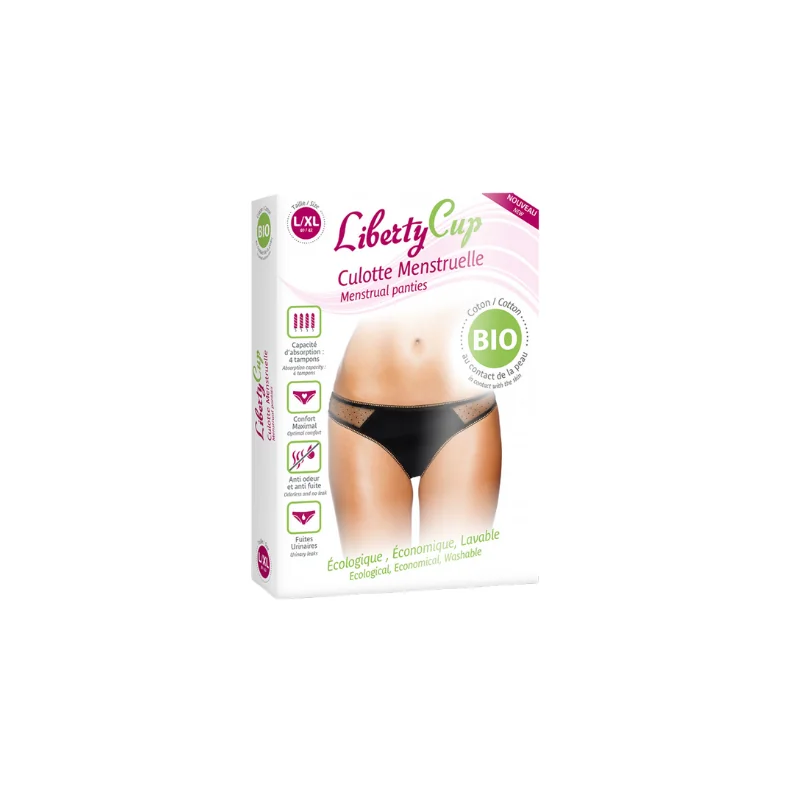 Liberty Cup Culotte Menstruelle Plumetis Noir Taille L/XL
