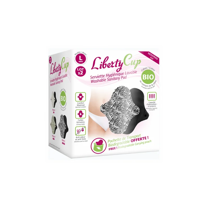 Liberty Cup - Serviette hygiènique lavable L Lot de 2
