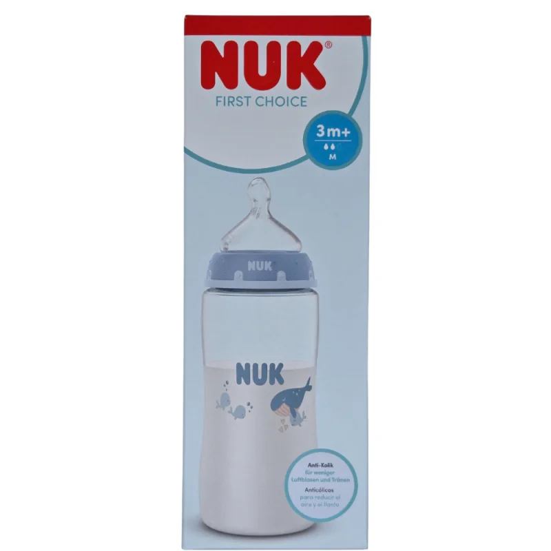 NUK First Choice – Biberon 300 ml, débit M, dès 3 mois
