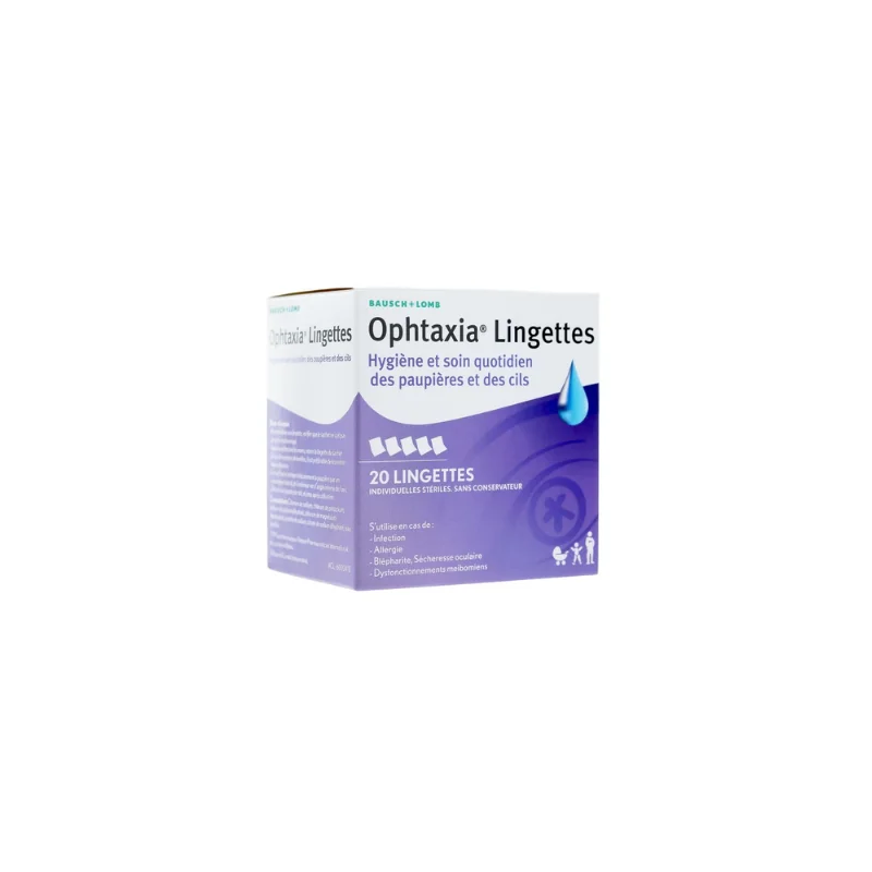 Ophtaxia 20 lingettes Hygiène et soin des paupières et des cils