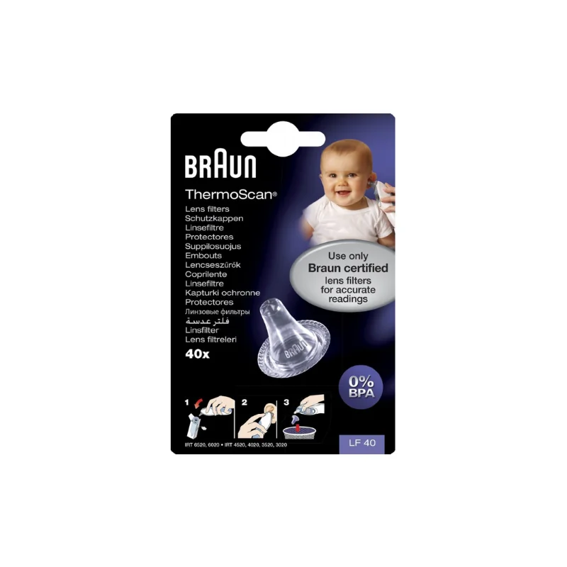 BRAUN HYGIENE CAPS EMBOUTS JETABLES POUR THERMOSCAN BOÎTE DE 40
