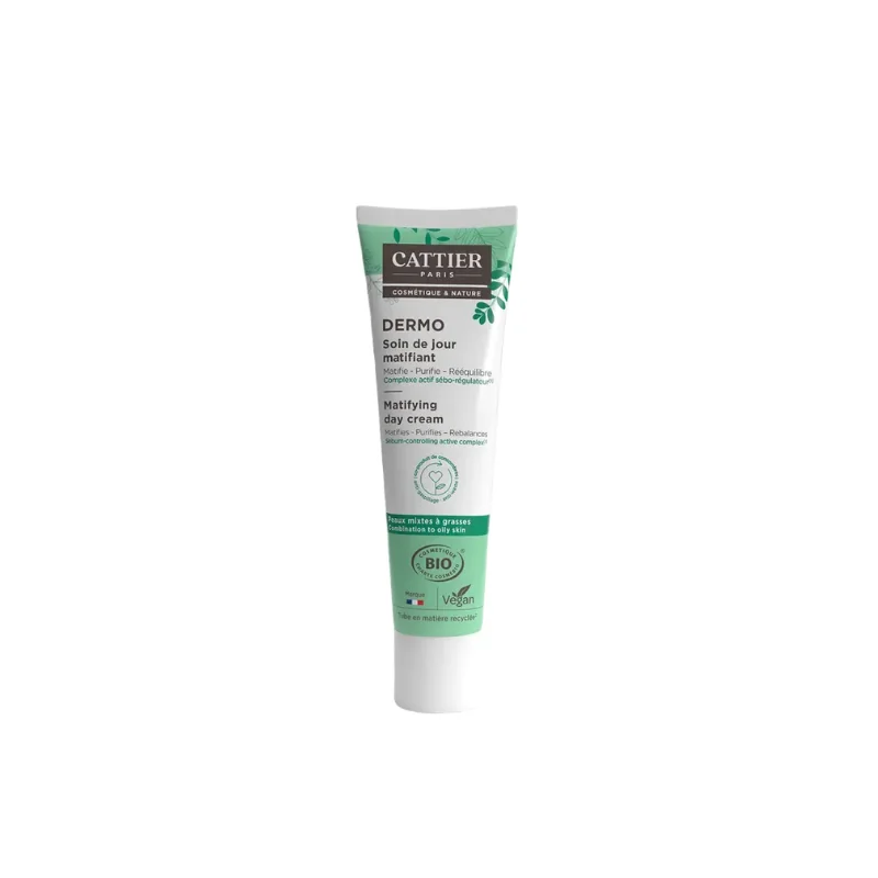 CATTIER Soin de Jour Matifiant Bio - Visage - Peaux Mixtes à Grasses, 40ml