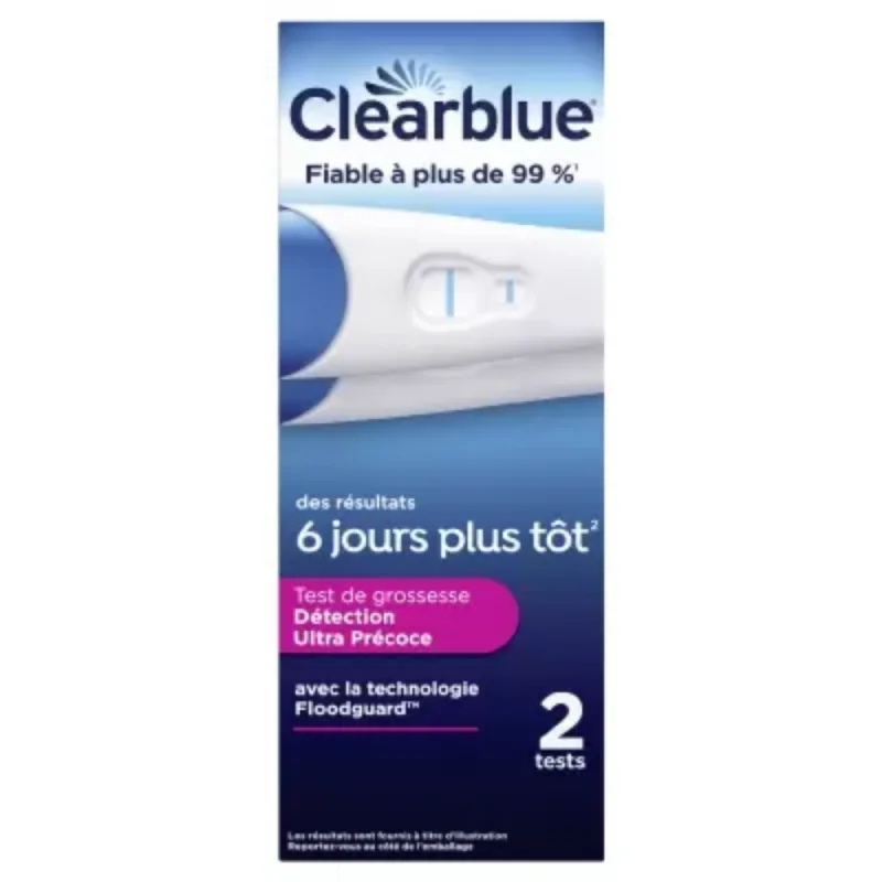 ClClearblue test de grossesse détection ultra précoce visuel boite de 2