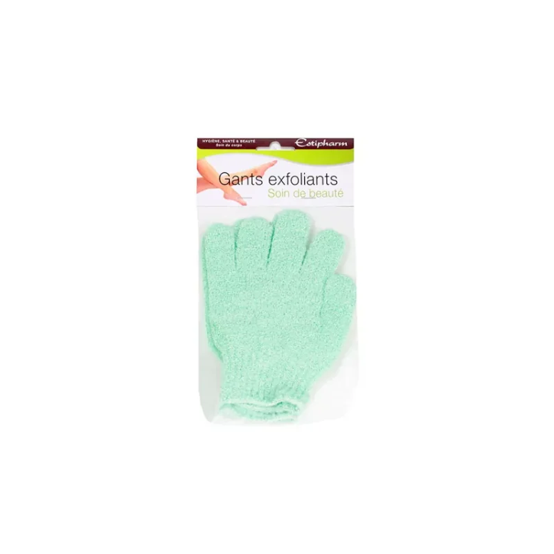ESTIPHARM 2 gants exfoliants 100% polyamide blanc rose vert violet bleu