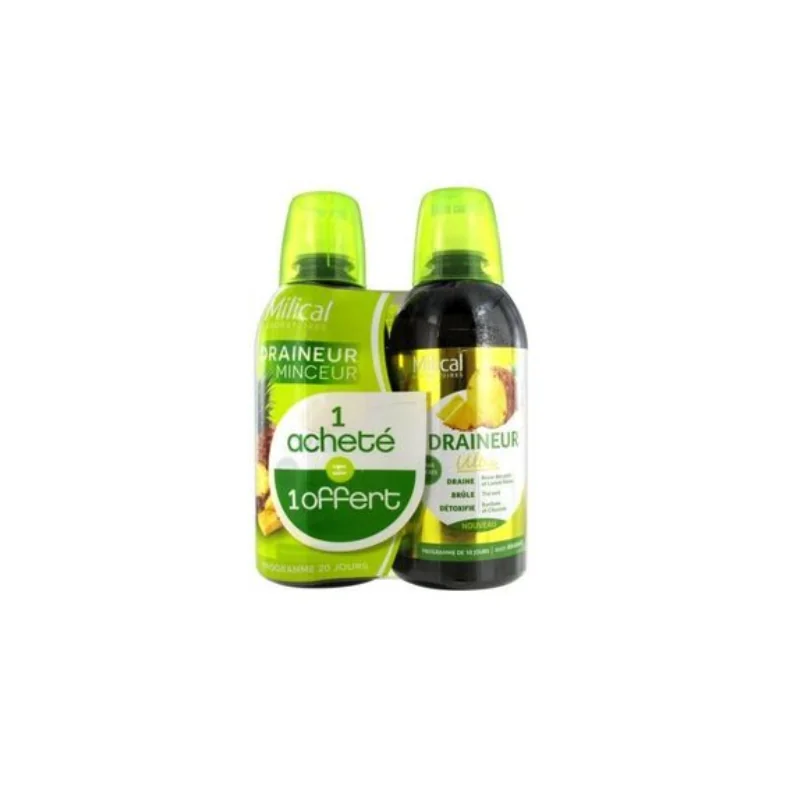 Milical Draineur Minceur Ultra Lot de 2 x 500 ml - Saveur : Ananas
