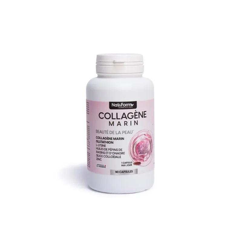 Nat&Form Collagène Marin Beauté de La Peau Gluthation 90 Capsules