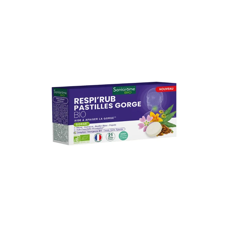 Santarome Respi'Rub Pastilles gorge Apaise la gorge 21 pastilles