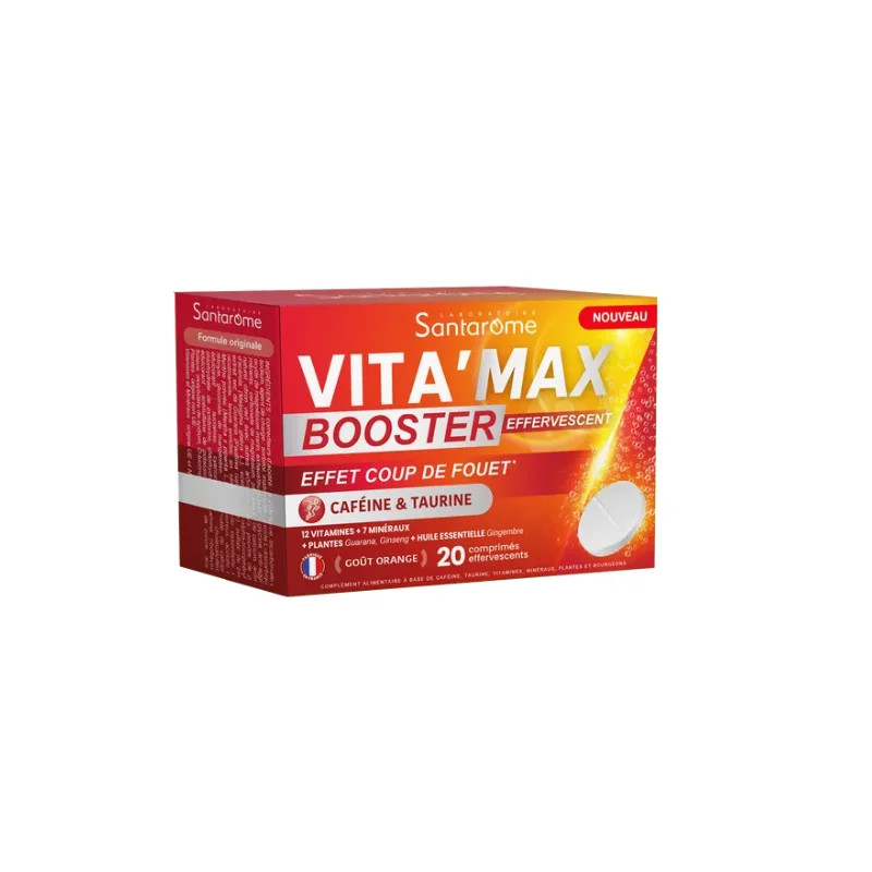 Santarome VITA'MAX - Booster Effervescent Caféine & Taurine, 20 Comprimés