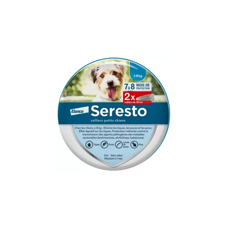 Seresto Collier Antiparasitaire Petits Chiens moins de 8 kg 2 Colliers