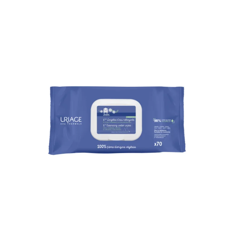 Uriage Bébé 1ères Lingettes d'Eau Nettoyante 70 Lingettes