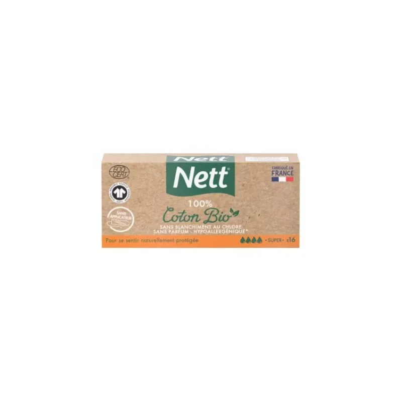 Nett 100% Coton Bio 16 Tampons Super