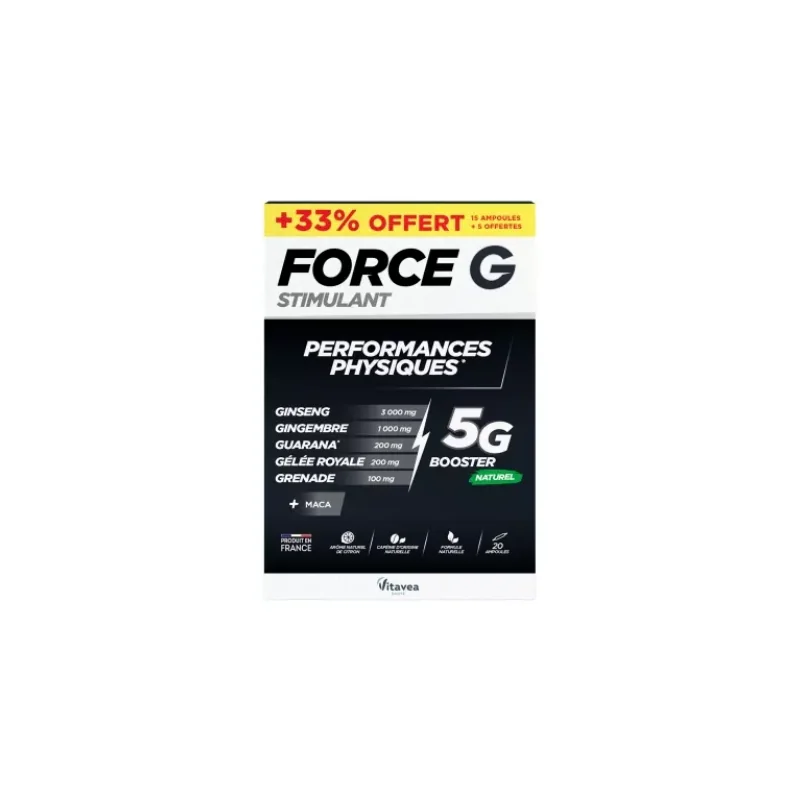 Vitavea Force G Stimulant Performances Physiques 15 Ampoules + 5 Offertes