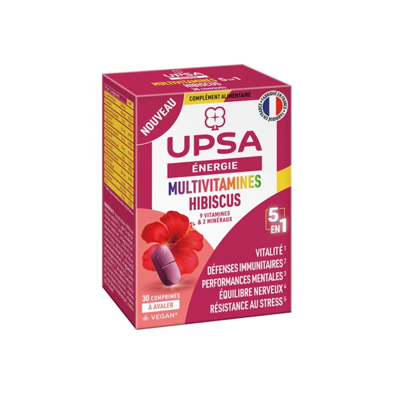 UPSA Énergie Multivitamines Hibiscus 5 en 1 - 30 comprimés