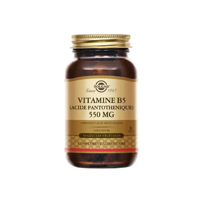 Solgar Vitamine B5 Acide pantothénique 550 mg 50 gélules végétales