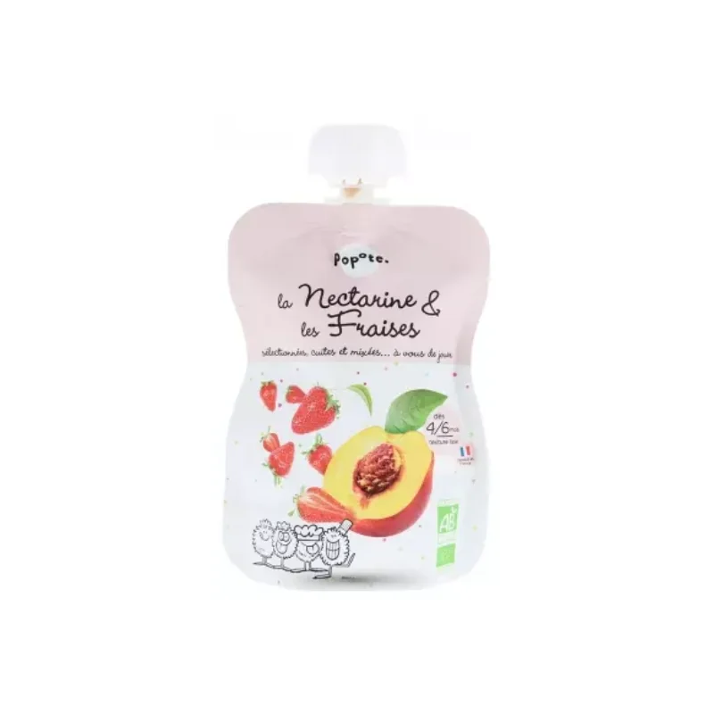 Popote Gourde La Nectarine & Les Fraises Compote Dès 4/6 Mois Bio 120 g