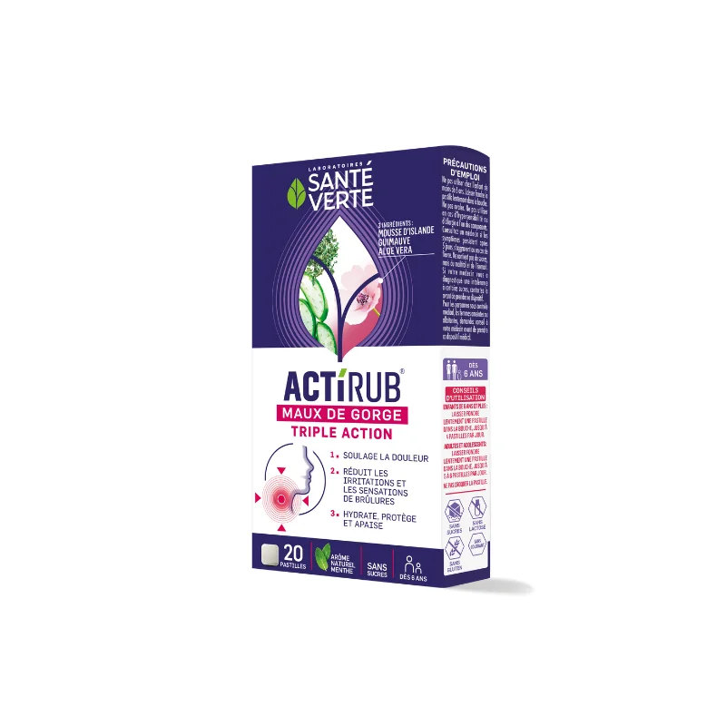 ACTIRUB 20 Pastilles maux de gorge