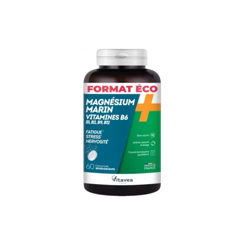 Vitavea Magnésium + Vitamines B1 B2 B6 B9 B12 60 Comprimés Effervescents
