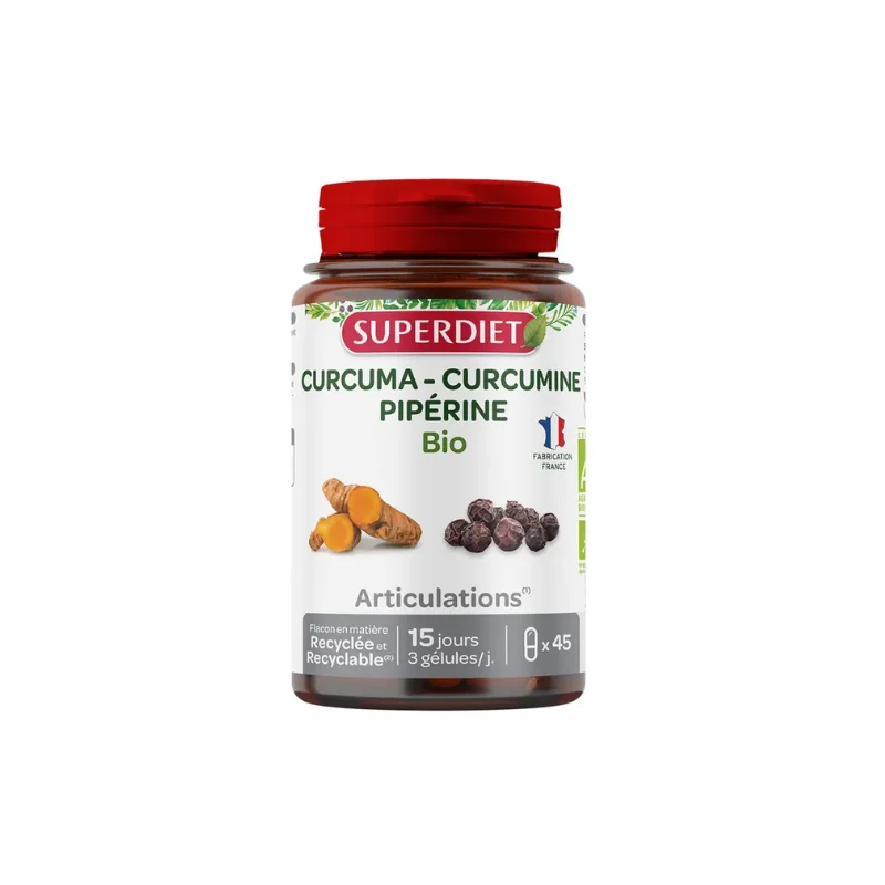 Superdiet Curcuma Curcumine Pipérine 45 gélules