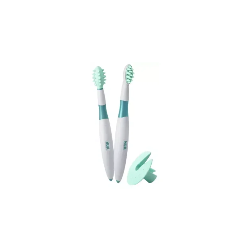 NUK 2 Brosses à Dents Educative 6 mois et plus + 1 bague de sécurité