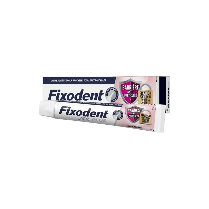 Fixodent Pro plus Crème Adhésive pour prothèses Totales & Partielles Barrière Anti-Particules 40 g