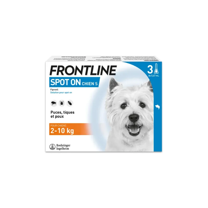 Frontline SPOT-ON - Chiens de 2 à 10kg, 3 Pipettes de 0.67ml