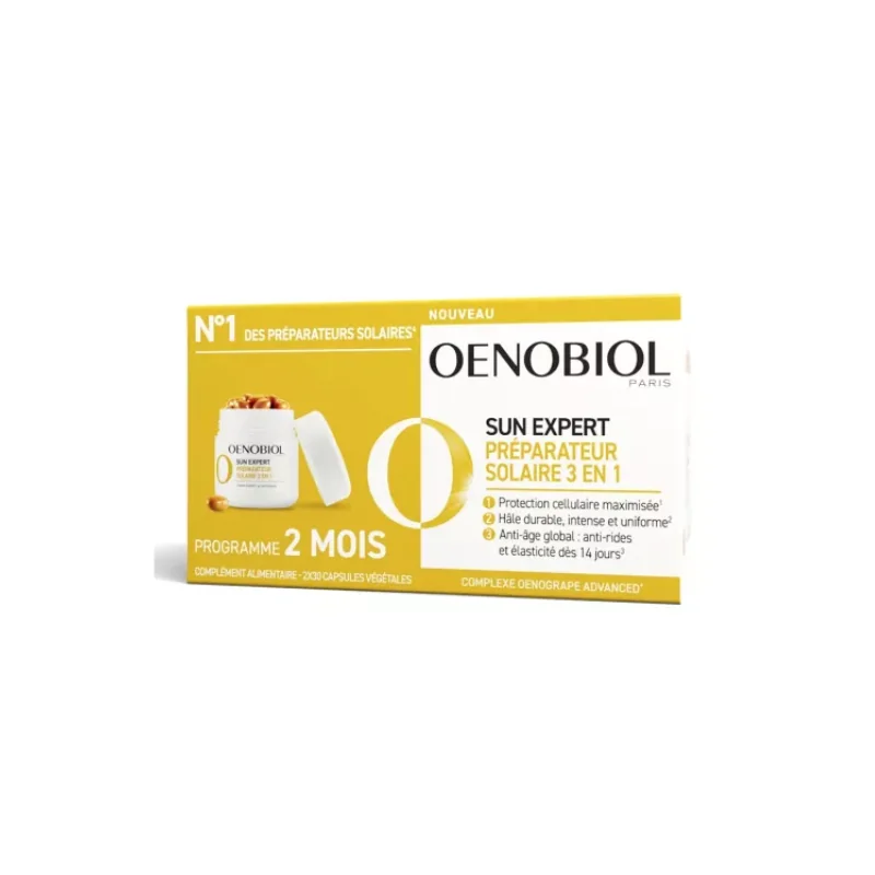 OENOBIOL Sun Expert Préparateur Solaire 3en1 Triple action 2 x 30 capsules
