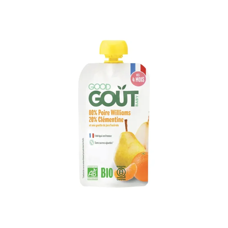Good Gout Gourde Purée de Fruits Poire et Clémentine- Dès 4 mois, 120g